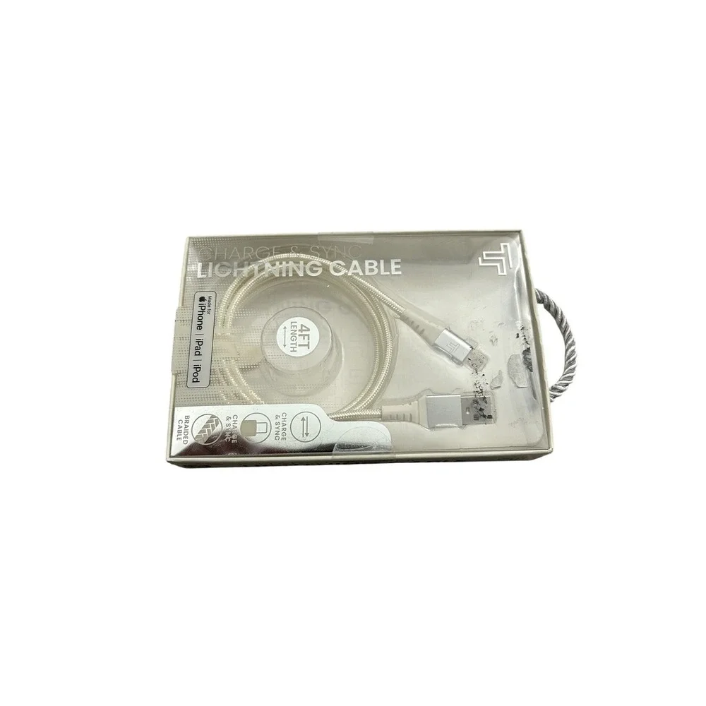 Trendy‎ Techs Lightning Cable Unisex 4FT Silver NEW Braided Charge Sync Cord